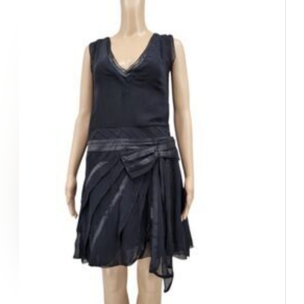 NWT Beulah Black Sleeveless Ruffled Layered Dress, Size Medium